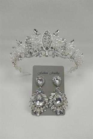 الجملة تاج الزفاف نموذج Jabbah مع اللؤلؤ وأقراط حجر المكوك قطرة