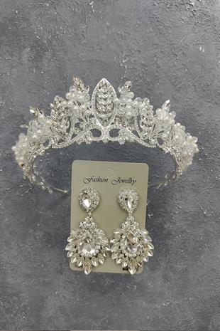 الجملة تاج الزفاف نموذج Jabbah مع اللؤلؤ وأقراط حجر المكوك قطرة