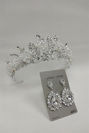 الجملة تاج الزفاف نموذج Jabbah مع اللؤلؤ وأقراط الحجر المكوك