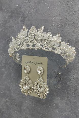 الجملة تاج الزفاف نموذج Jabbah مع اللؤلؤ وأقراط حجر المكوك قطرة