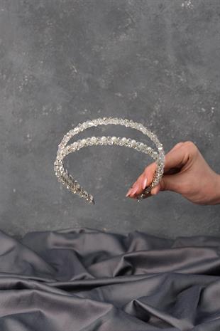 الجملة تصميم خاص صف مزدوج تاج الزفاف مع اللؤلؤ