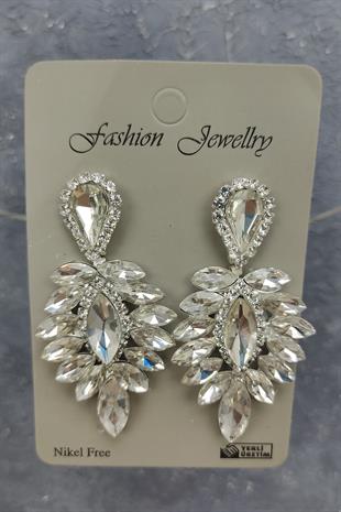 Wholesale Leaf Model Bridal Crown with Pearls and Drop Stone Earrings