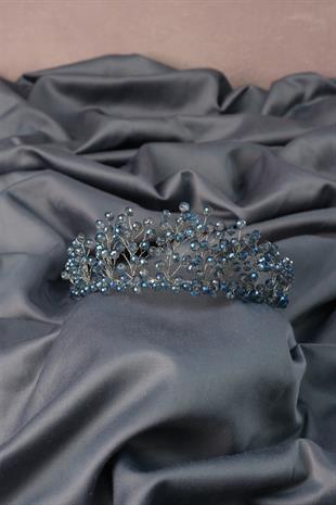 الجملة الأزرق النيلي كريستال مطرز أرين تاج الحناء الزفاف