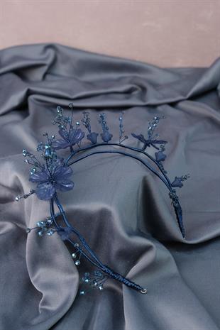 الجملة النيلي الأزرق مصغرة تصميم خاص الزهور الزفاف الحناء تاج