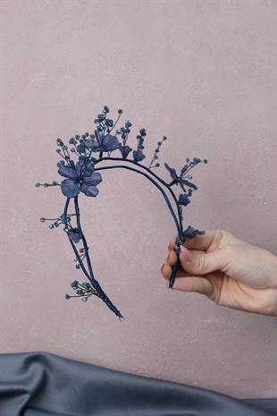 الجملة النيلي الأزرق مصغرة تصميم خاص الزهور الزفاف الحناء تاج