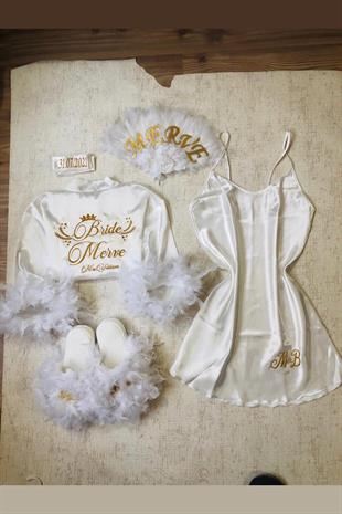 الجملة الحرير مخصص الزفاف ريشة مطرزة مجموعة ثوب خلع الملابس