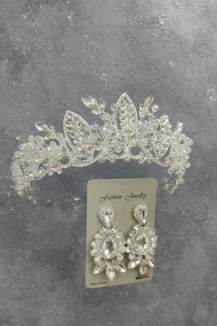 الجملة تاج الزفاف نموذج Jabbah والأقراط حجر قطرة المكوك