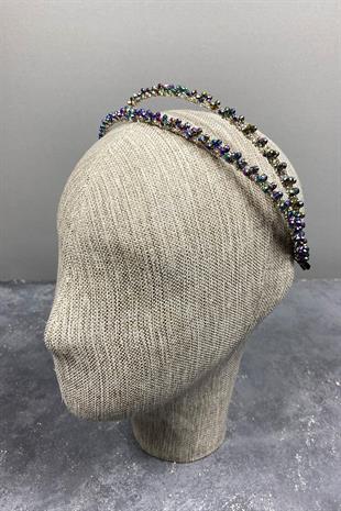 الجملة تصميم Janjanli الأخضر مطرز اليدوية الداليا صف مزدوج تاج الزفاف