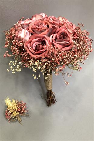 الجملة الوردي المخملية وباقة الزفاف الوردي Chipso