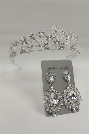 Wholesale Kastra Model Bridal Crown and Drop Shuttle ShuttleStone Earrings