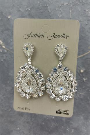 Wholesale Kastra Model Bridal Crown and Shuttle Stone Earrings