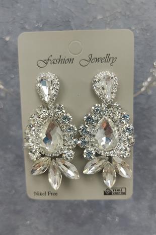 Wholesale Kastra Model Bridal Crown and Shuttle Drop Stone Earrings
