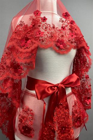 الجملة الأحمر عدن زهرة الزفاف الحناء الحجاب غطاء الوجه