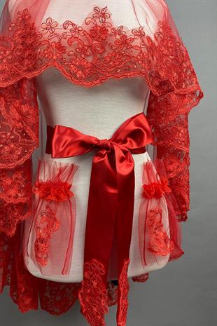 الجملة الأحمر أليسا الترتر الحجاب الزفاف الحناء الوجه الحجاب