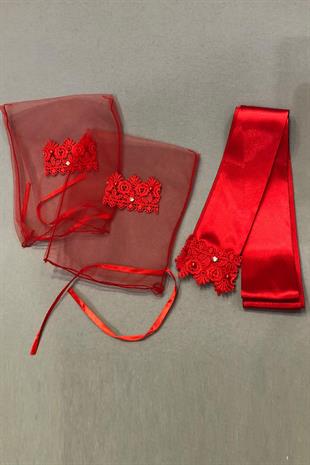 الجملة حجر مطرز أحمر الحجاب الزفاف الوجه