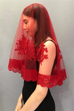 الجملة نمط الأزهار الحمراء الزفاف الوجه الحجاب