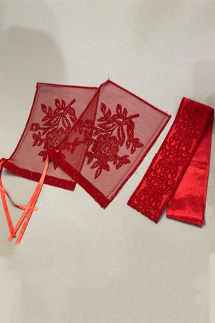 الجملة نمط الأزهار الحمراء الزفاف الوجه الحجاب