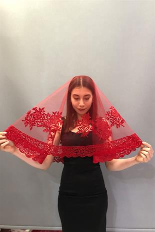 الجملة نمط الأزهار الحمراء الزفاف الوجه الحجاب