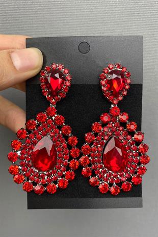 الجملة الأحمر قطرة سوبرا الزفاف تاج الحناء والأقراط