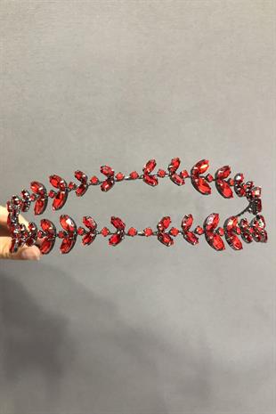 الجملة الأحمر تاج الزفاف الحجر منقوشة