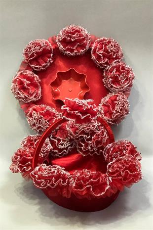 الجملة سلة الحناء الفضية الحمراء وصينية