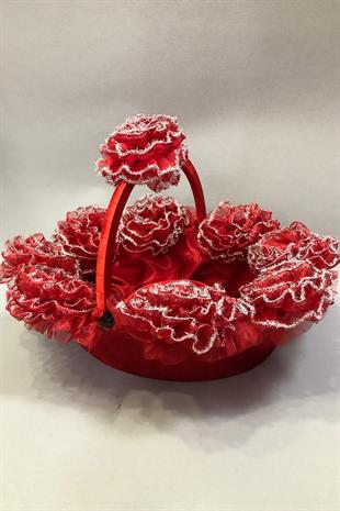 الجملة سلة الحناء الفضية الحمراء وصينية