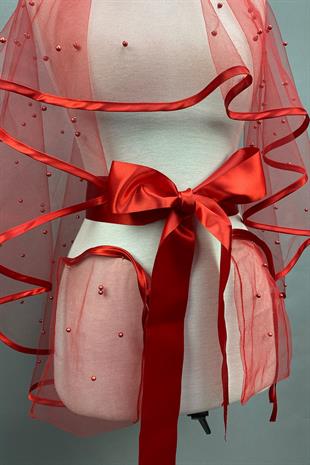 الجملة الأحمر اللؤلؤ الأنابيب الزفاف الحجاب الحناء الوجه الحجاب