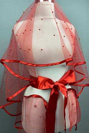 الجملة الأحمر اللؤلؤ الأنابيب الزفاف الحجاب الحناء الوجه الحجاب