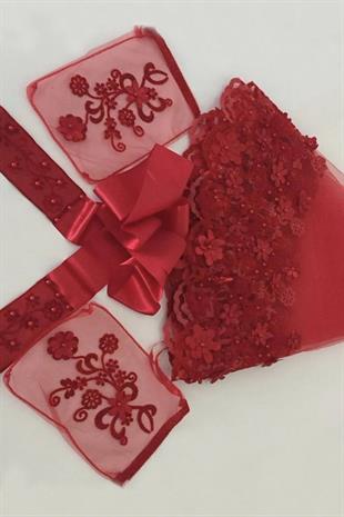 الجملة زهرة حمراء سميكة مطرزة الحجاب الزفاف الحناء الحجاب الوجه