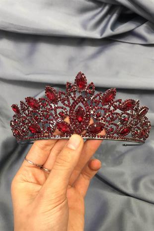 الجملة حجر الكريستال الأحمر الحناء تاج الزفاف