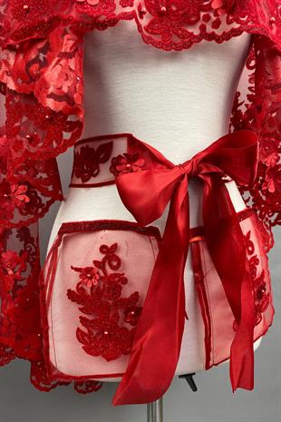 الجملة الأحمر لينا 3D الأزهار الحناء الحجاب غطاء الوجه