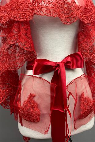 الجملة الدانتيل الأحمر فينوس الحجاب الزفاف الحناء الحجاب الوجه