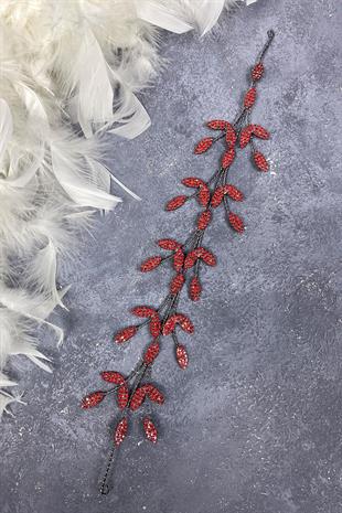 إكسسوارات شعر تاج الزفاف بتصميم Yena بالجملة مع فروع أوراق حمراء