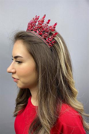 الجملة مجموعة الأحمر نموذج الزفاف تاج الحناء