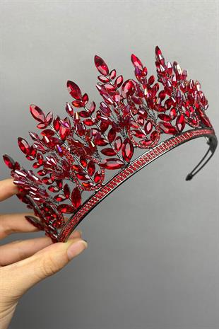 الجملة مجموعة الأحمر نموذج الزفاف تاج الحناء