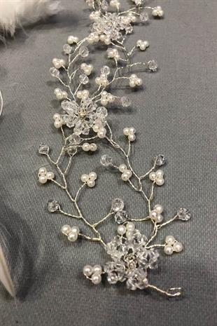 Wholesale Cream Spring Branch Crystal Hair and Turban Accessory