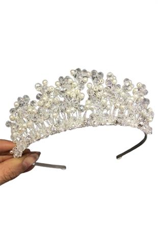 الجملة كريم بيرل شفاف كريستال تاج الزفاف