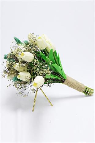 الجملة كريم الرطب توليب والماء الأخضر صدمت باقة الزفاف زهرة