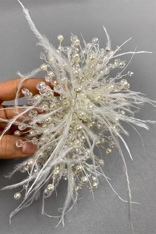 الجملة كريم كريستال مطرز والريش مقطع الشعر