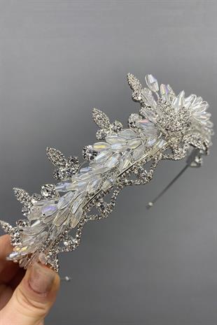 الجملة كريستال مطرز اللوز حجر تاج الزفاف