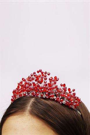 الجملة الكريستال الأحمر مطرز تاج الزفاف
