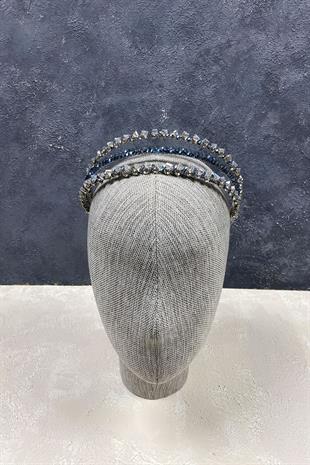 الجملة الأزرق الداكن 3 الصف تصميم خاص الزفاف تاج الشعر التبعي