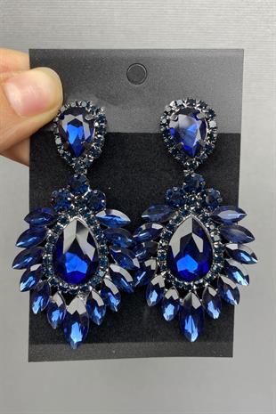 الجملة الأزرق الداكن الزفاف تاج الحناء والأقراط