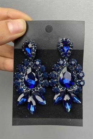 الجملة الأزرق الداكن الزفاف تاج الحناء والأقراط