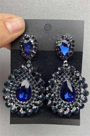 الجملة الأزرق الداكن الزفاف تاج الحناء والأقراط