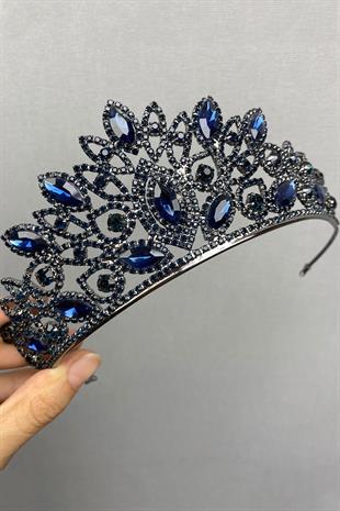 الجملة الأزرق الداكن الزفاف تاج الحناء والأقراط