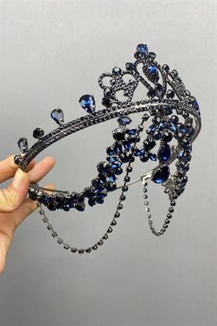 الجملة الأزرق الداكن Hürrem Pediment نموذج تاج الحناء الزفاف