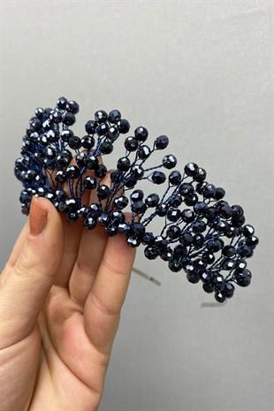 الجملة الأزرق الداكن كريستال مطرز العرسان وتاج الحناء