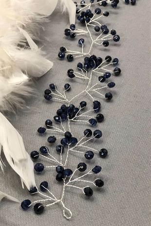 الجملة البحرية الأزرق كريستال مطرز الشعر التبعي