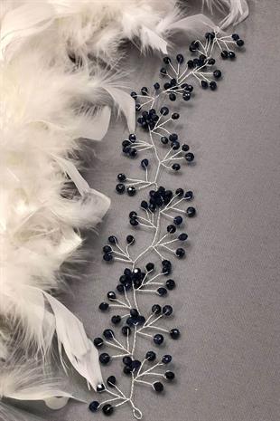 الجملة البحرية الأزرق كريستال مطرز الشعر التبعي